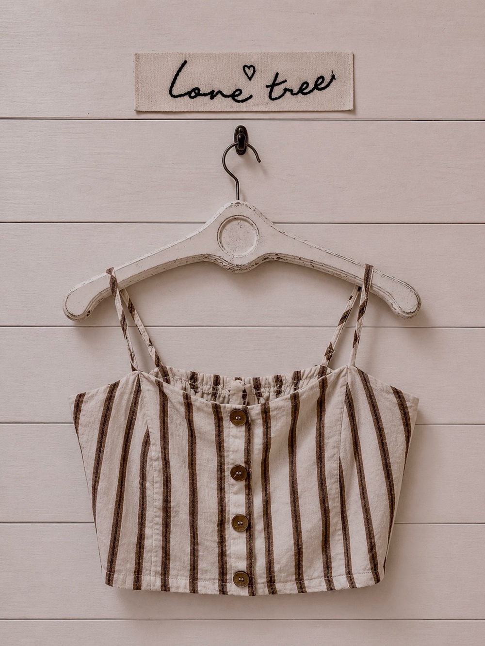 LOVE TREE Brown Striped Cropped Camisole Top Size L